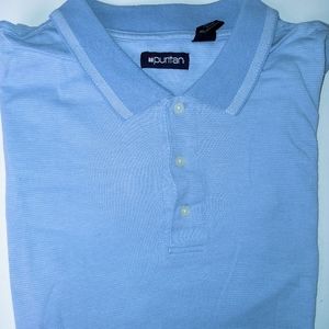 3X blue knit polo shirt